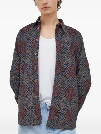 Ps By Paul Smith All-over Pattern Button-fastening Shirt In Brown