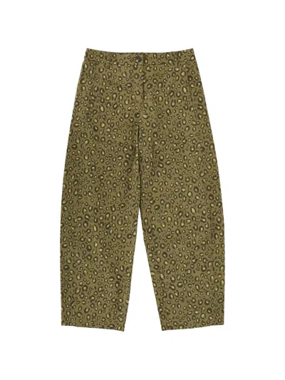 Ps By Paul Smith Animal Print Cropped Cotton Pants In Green