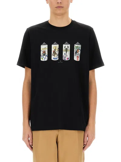 Ps By Paul Smith "animal Spray" T-shirt In Black
