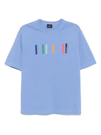 Ps By Paul Smith Artist-stripe Detailed T-shirt In Blue