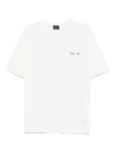 Ps By Paul Smith Artist-stripe Detailed T-shirt In White