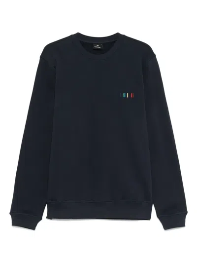 Ps By Paul Smith Artist-stripe Embroidered Sweatshirt In Blue
