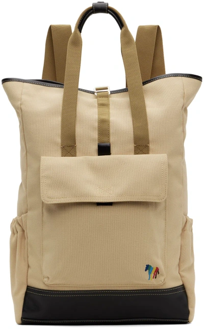Ps By Paul Smith Beige Embroidered Backpack In 06