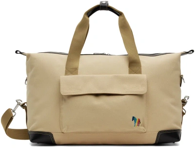 Ps By Paul Smith Beige Embroidered Duffle Bag In Neutral