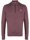 Ps By Paul Smith Paul Smith Quarter Zip Zebra Logo Sweatshirt In Brown