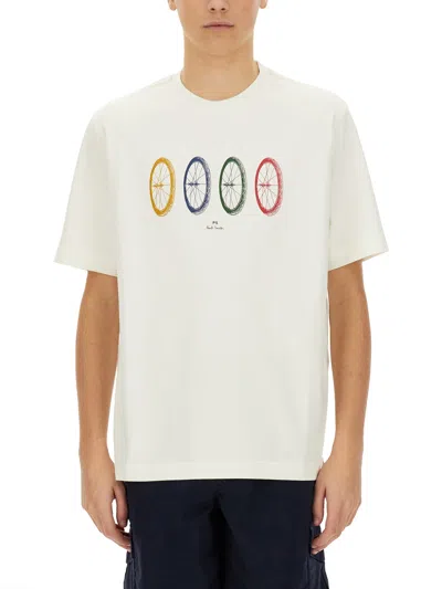 Ps By Paul Smith Ps Paul Smith Bike Tyres Cotton T-shirt In White