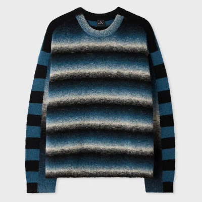 Ps By Paul Smith Black And Blue Space-dye Intarsia Sweater In Multi