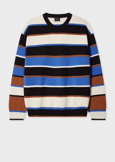 Ps By Paul Smith Black And Blue Stripe Milano Cotton Sweater