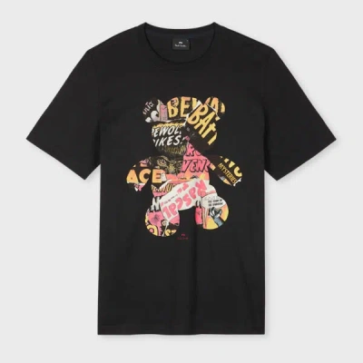 PS BY PAUL SMITH BLACK 'BEAR COLLAGE' PRINT T-SHIRT
