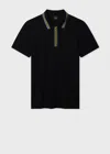Ps By Paul Smith Black Contrast Tipping Zip-neck Polo Shirt