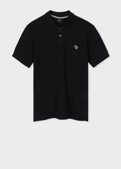 PS BY PAUL SMITH BLACK COTTON-PIQUÉ ZEBRA LOGO POLO SHIRT