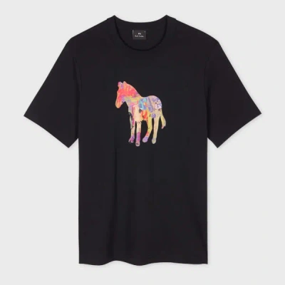 PS BY PAUL SMITH BLACK 'CRAFT ZEBRA' PRINT T-SHIRT