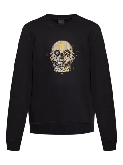 PS BY PAUL SMITH BLACK CREWNECK PRINTED SWEATSHIRT