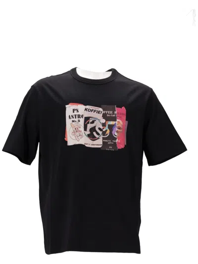 Ps By Paul Smith Black Crewneck Printed T-shirt