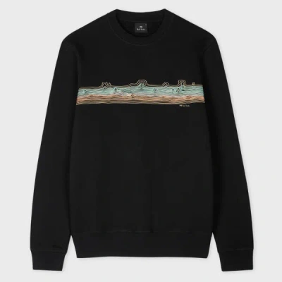 Ps By Paul Smith Black 'desert Stripe' Cotton-blend Sweatshirt