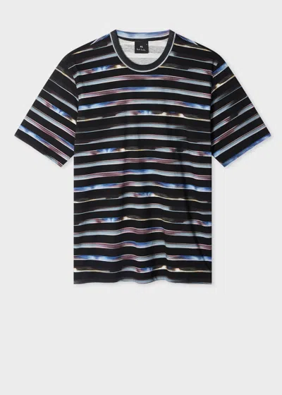 Ps By Paul Smith Black 'digital Stripe' T-shirt