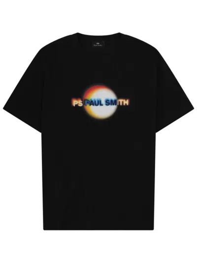 PS BY PAUL SMITH BLACK GRAPHIC CREW NECK T-SHIRT