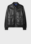 Ps By Paul Smith Flap-pocket Zip-front Leather Jacket In Black