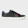 Ps By Paul Smith Black Leather 'rex' 'sports Stripe' Trainers In Black