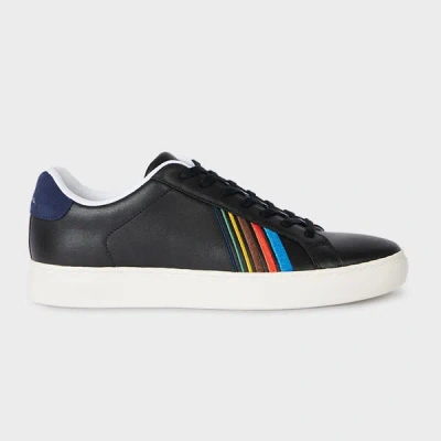 Ps By Paul Smith Black Leather 'rex' 'sports Stripe' Trainers