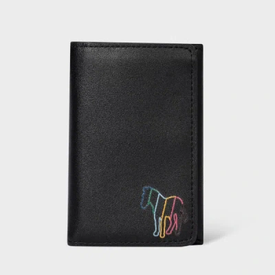 Ps By Paul Smith Black Leather 'zebra' Trifold Wallet