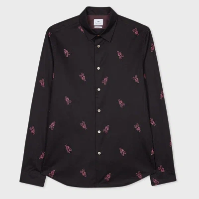 Ps By Paul Smith Black 'lobster' Print Slim-fit Shirt