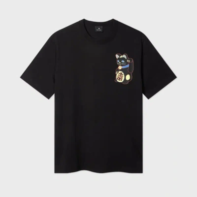 Ps By Paul Smith Black 'lucky Cat' Print T-shirt