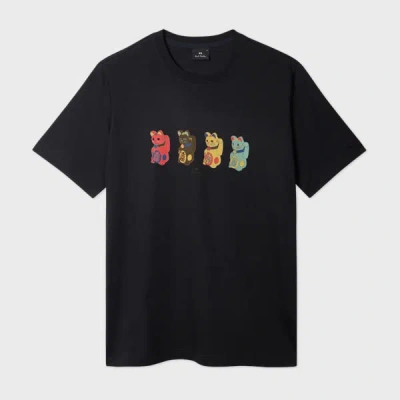 Ps By Paul Smith Black 'lucky Cats' Print T-shirt