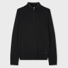 Ps By Paul Smith Black Merino Wool Half-zip Sweater In Black