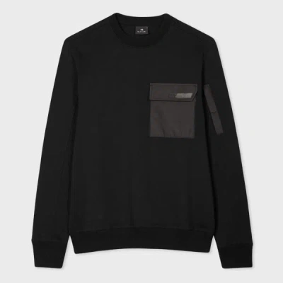 Ps By Paul Smith Black Mixed Media Pocket Sweatshirt