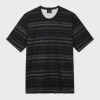 Ps By Paul Smith Black Multi-stripe Cotton T-shirt In Black