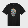 PS BY PAUL SMITH BLACK 'MULTICOLOUR SKULL' PRINT T-SHIRT