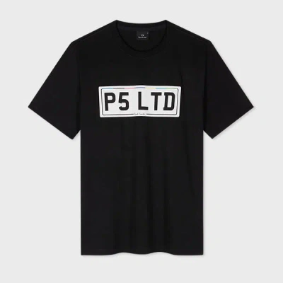 PS BY PAUL SMITH BLACK 'NUMBER PLATE' PRINT T-SHIRT