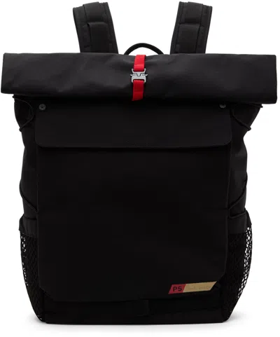 Ps By Paul Smith Black Nylon Utilitarian Roll-top Backpack In 79 Blacks