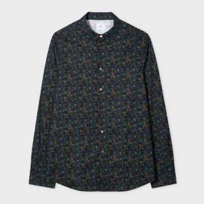 Ps By Paul Smith Black Organic Cotton 'globe Flower' Shirt In Green