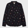 PS BY PAUL SMITH BLACK ORGANIC COTTON MIXED FLORAL PRINT SHIRT