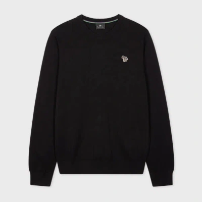 Ps By Paul Smith Black Organic Cotton Zebra Logo Sweater