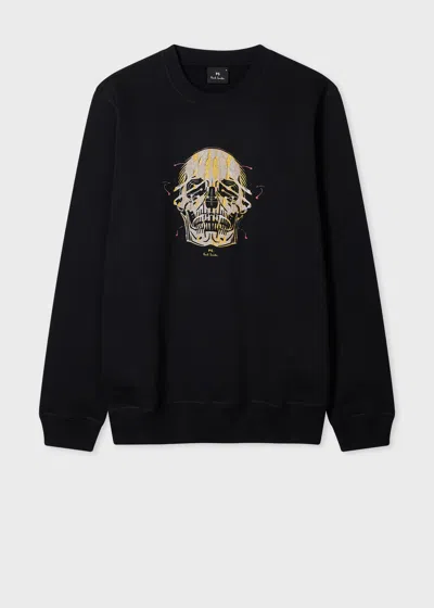 PS BY PAUL SMITH BLACK 'PAINTED SKULL' PRINT SWEATSHIRT
