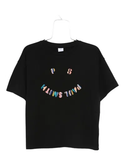 PS BY PAUL SMITH BLACK PS HAPPY COTTON T-SHIRT