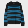 Ps By Paul Smith Black Raised Stripe Merino Wool Sweater In Black