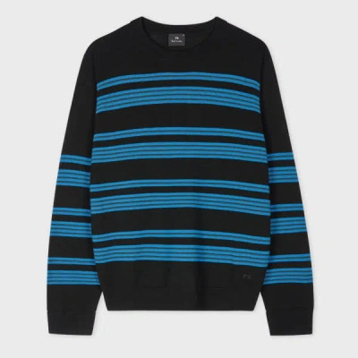 Ps By Paul Smith Black Raised Stripe Merino Wool Sweater