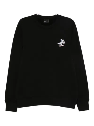 PS BY PAUL SMITH BLACK SKATE BUNNY COTTON SWEATSHIRT