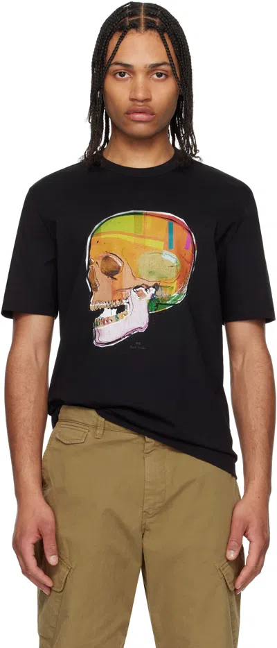 Ps By Paul Smith Black 'skull Sketch' Print T-shirt