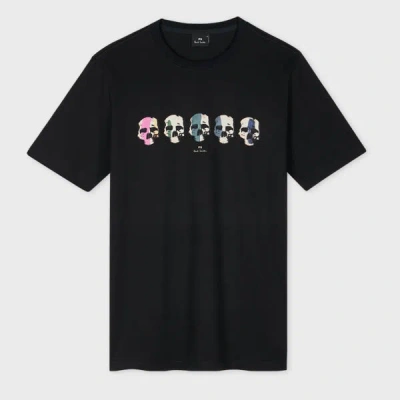 PS BY PAUL SMITH BLACK 'SKULLS' PRINT T-SHIRT