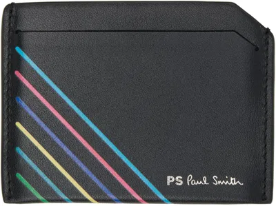 Ps By Paul Smith Black Sports Stripe Card Holder In 79 Blacks