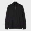 Ps By Paul Smith Black 'sports Stripe' Cotton-modal Zip Neck Sweatshirt In Black