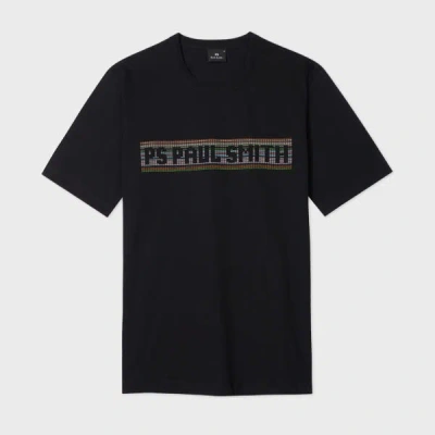 Ps By Paul Smith Black 'stitch Stripe Logo' Print T-shirt