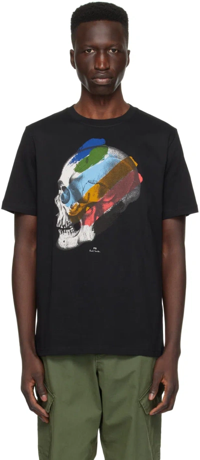 Ps By Paul Smith Black Stripe Skull T-shirt In 79 Blacks