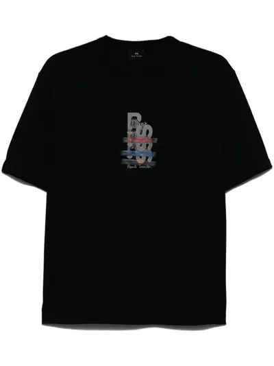 Ps By Paul Smith Black T-shirt With Front Print