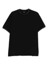 Ps By Paul Smith Black T-shirt With Striped Crew Neck Ps Paul Smith In Black